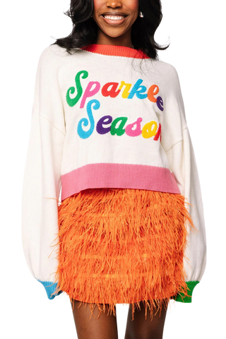 Colorblock 'Sparkle Season' Sweater, White