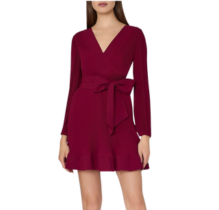 Liv Solid Pleat Dress, Wine