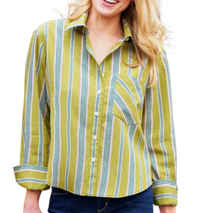 Crop Andie Shirt, Green Stripe