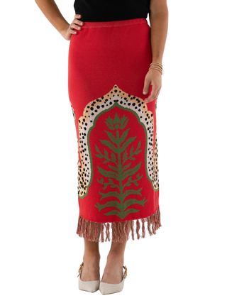 Capri Knit Skirt, Cheetah Rouge