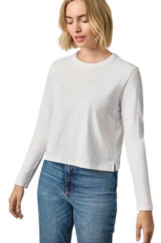 Long Sleeve Cropped Boyfriend, White