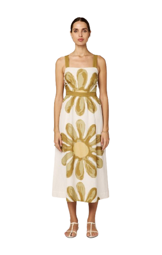 Clara Ankle Dress, Floral Placed Print