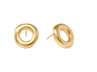 Wave Circle Stud, Gold OS