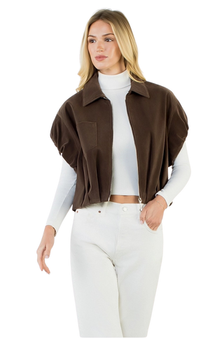 Sleeveless Suede Zip Jacket WCT3951-1-BR