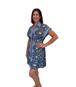 Short Sleeve Distinctive Pattern Dress, BL
