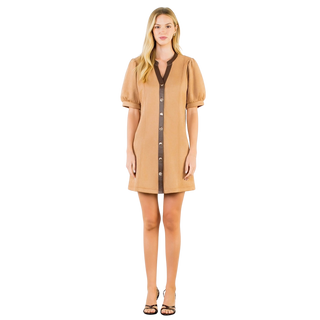 Suede Dress w/ Gold Buttons JH2506-CL