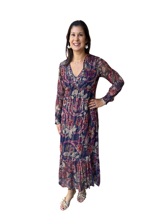 Mallory Maxi, Paisley Navy/Pink