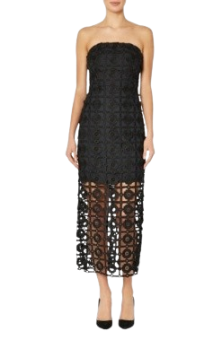 Kait Tile Lace Dress, Black