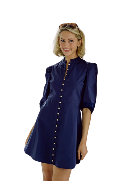 Button Front Dress, Azure M