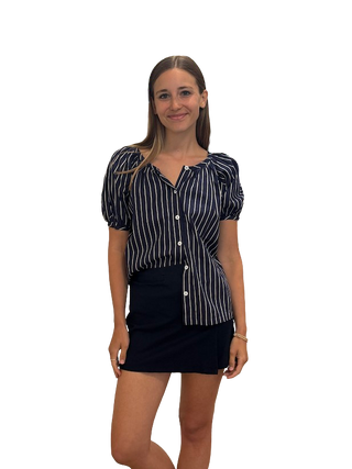 Boho Blouse, Indigo Stripe