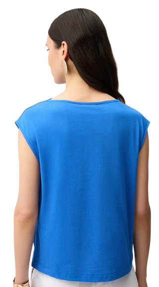 Organic Cotton Top With Asymmetrical Collar, Harbor Blue