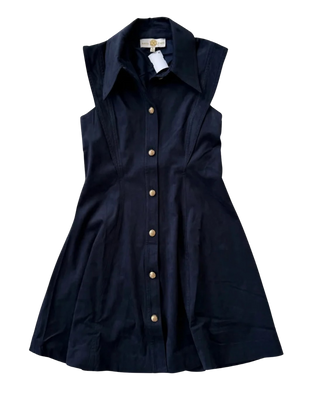 Albie Dress, Navy Suede