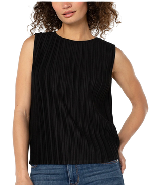 Sleeveless Crew Neck Knit Top, Black