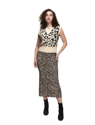 Cheetah Skirt, Black/Cream