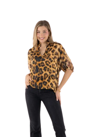 Poppy Top - Leopard Jacquard