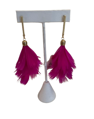 Bar Post Pheasant Feather Fan Earrings