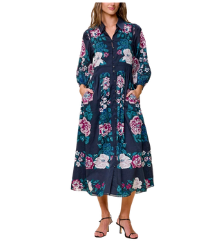 Donatella Midi Dress, Juliet Ebony Print