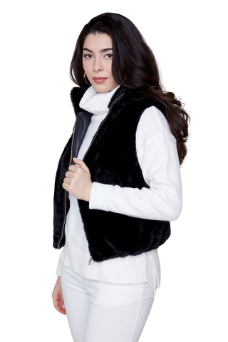Faux Fur Vest, Black