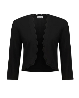 Viscose Sweater Knit Fitted Bolero Cardigan, Black