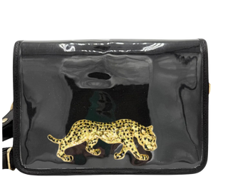 Clear Stadium Bag, Black w/ Cheetah