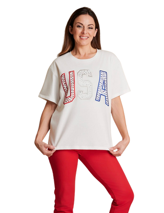 The USA Rhinestone Tee, White