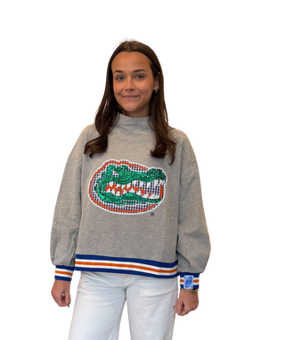 Licensed Florida Grey Gingham Mascot Mock Neck Sweatshirt