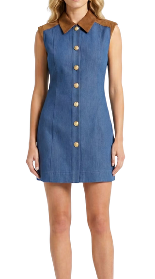 Jones Dress, Denim/Suede Mix