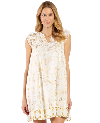 Tiegen Dress, Toile White Gold