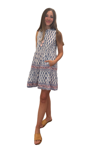Sunny Days Short Dress, Scatter White Blue