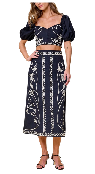 Sorina Midi Skirt, Black