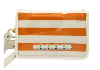 Stadium Bag, Orange/White Stripe w/Gold Bamboo Stick