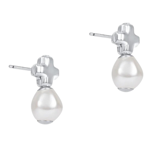 Signature Cross Sterling Stud - Pearl