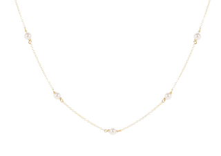15" Sterling choker simplicity chain - 4mm bead  - Pearl