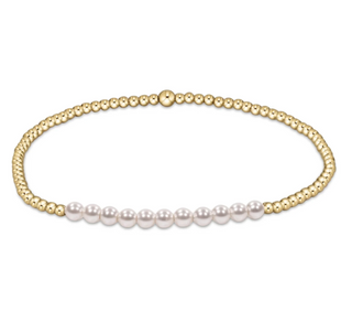 Gold Bliss 2mm Bead Bracelet, Pearl