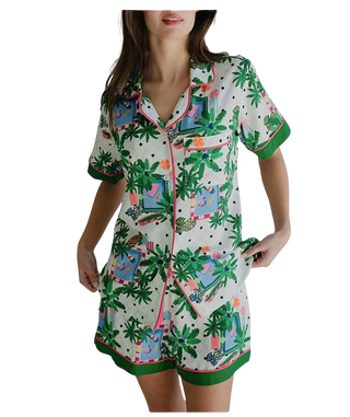 Swim Club Pajama Shorts Set, Blue