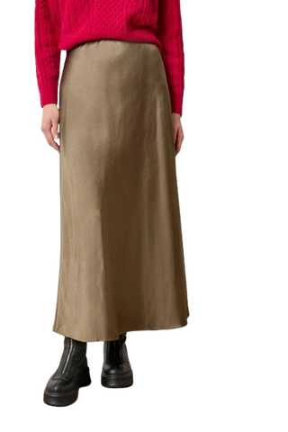 Satin Bias Maxi Skirt, Parsley