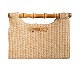 Mary Natural Straw Clutch - Bamboo Natural Handle - Ws - Natural