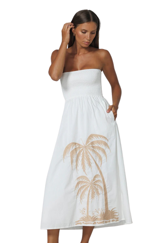 Dion Strapless Embroidered Dress, Palma