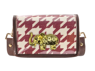 Petite Crimson Houndstooth Clear Stadium Bag With Elephant - Crimson Houndstooth
