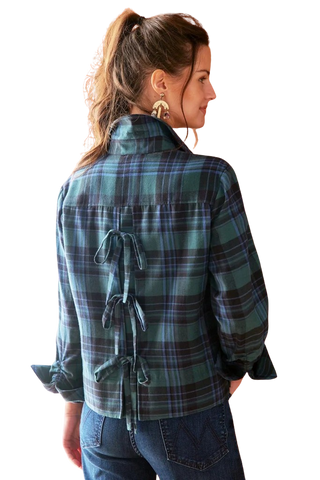 Eugenie Shirt Brushed Teal Plaid, Teal/Blue/Black