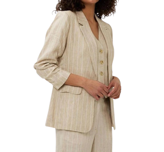 Stripe Linen Blazer, Sand