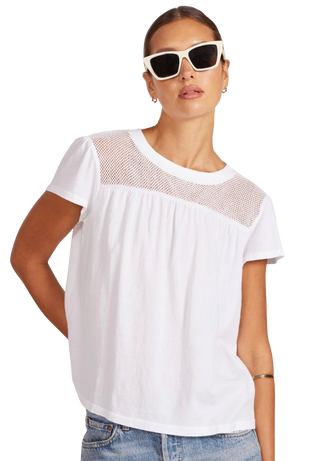 Mesh Cap Slv Tee, White