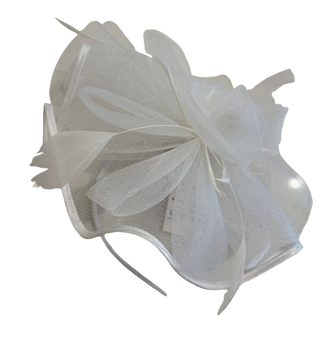 Women's Fascinator w/ Feathers, White