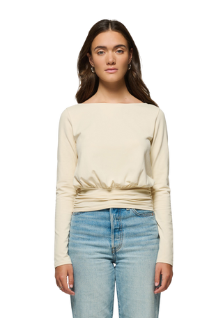 Lilah Boat Neck Top, Parchment