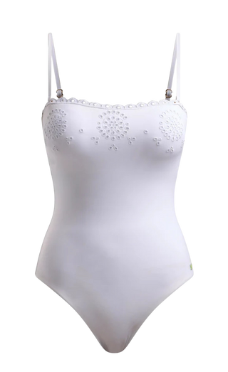 Broderie Swimsuit, Bianco