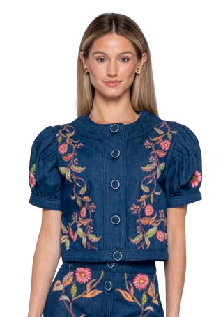 Coco Top, Denim Emb