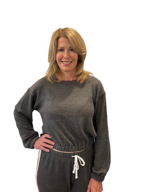 Drop Shoulder L/S Elastic Hem Tee, Charcoal