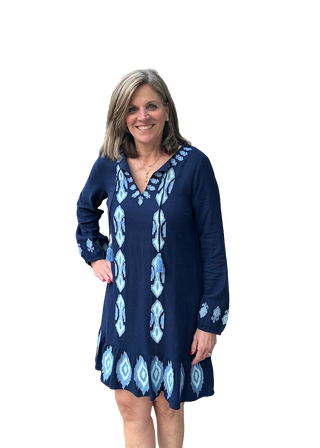 Ruffle Hem Dress, Navy