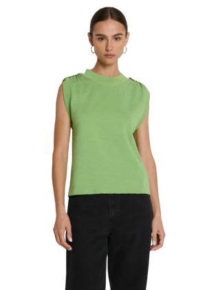 Mikka Buttoned Shoulder Tank, Cactus
