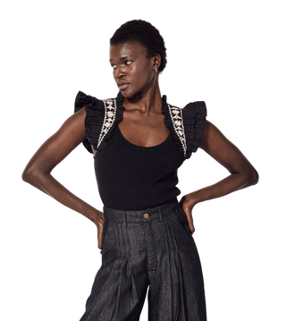 Raven Top, Black/Ivory